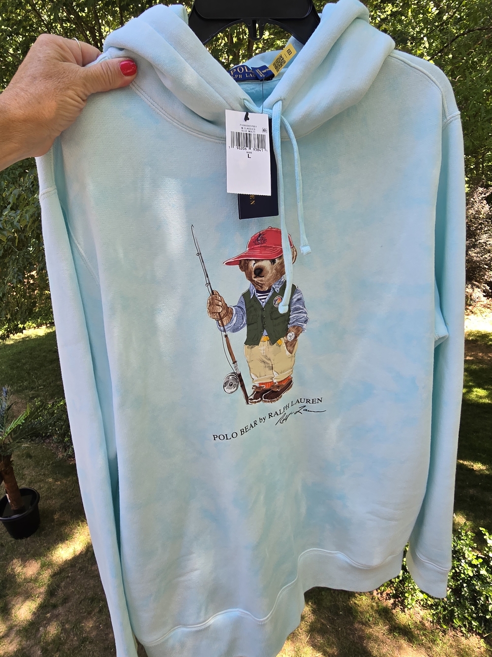 Ralph Lauren Polo Bear Pastel Blue Pullover Hoodie NWT Large